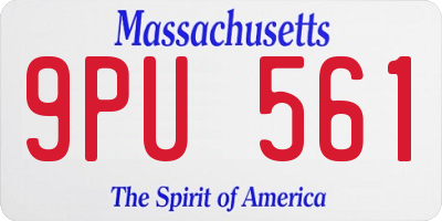 MA license plate 9PU561