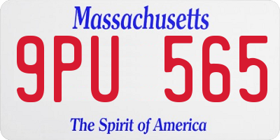 MA license plate 9PU565