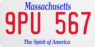 MA license plate 9PU567