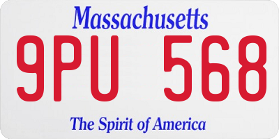 MA license plate 9PU568