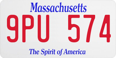 MA license plate 9PU574