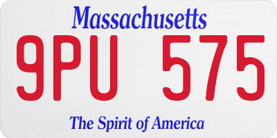 MA license plate 9PU575