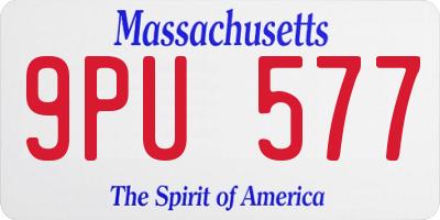 MA license plate 9PU577