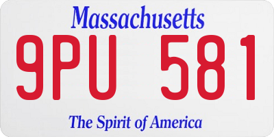 MA license plate 9PU581