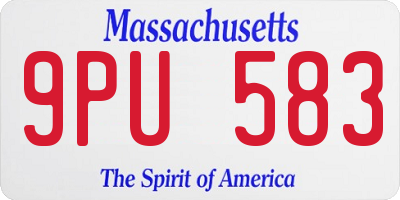 MA license plate 9PU583