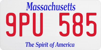 MA license plate 9PU585