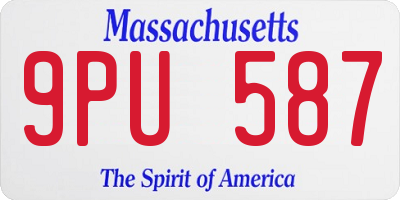 MA license plate 9PU587