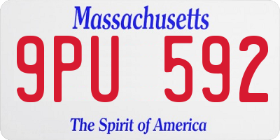 MA license plate 9PU592