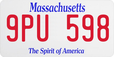 MA license plate 9PU598