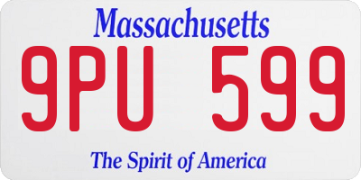 MA license plate 9PU599