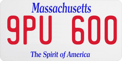 MA license plate 9PU600