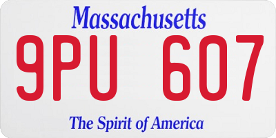 MA license plate 9PU607