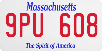 MA license plate 9PU608