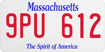 MA license plate 9PU612