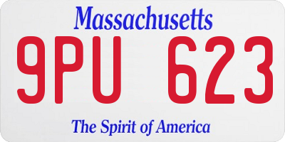 MA license plate 9PU623