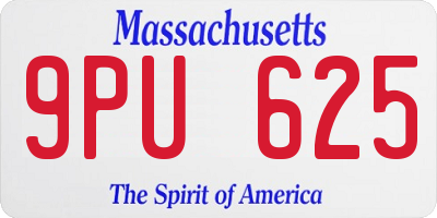 MA license plate 9PU625