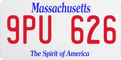 MA license plate 9PU626