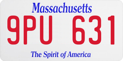 MA license plate 9PU631