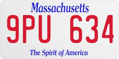 MA license plate 9PU634