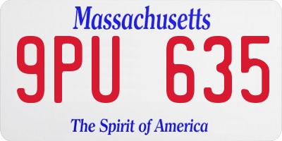 MA license plate 9PU635