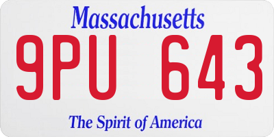 MA license plate 9PU643