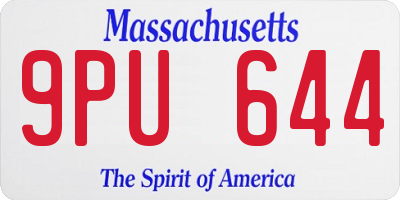 MA license plate 9PU644