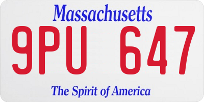 MA license plate 9PU647