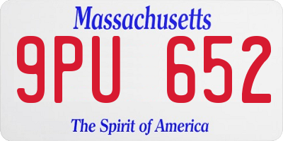 MA license plate 9PU652