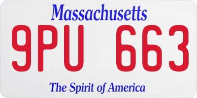 MA license plate 9PU663