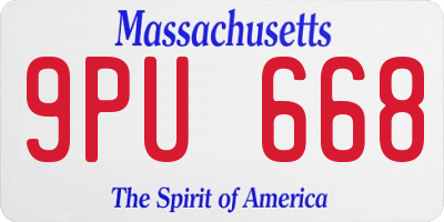 MA license plate 9PU668