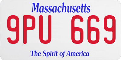 MA license plate 9PU669