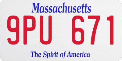 MA license plate 9PU671