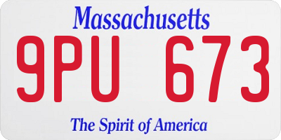 MA license plate 9PU673