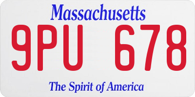 MA license plate 9PU678