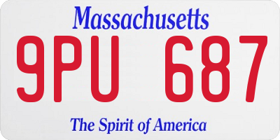 MA license plate 9PU687