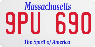 MA license plate 9PU690