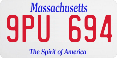 MA license plate 9PU694