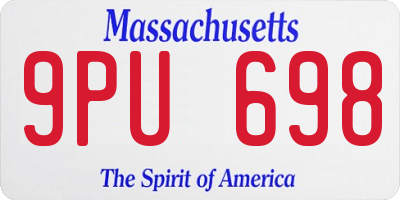 MA license plate 9PU698