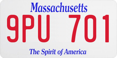 MA license plate 9PU701