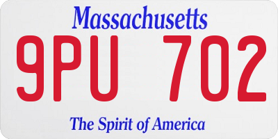MA license plate 9PU702