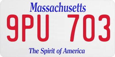 MA license plate 9PU703