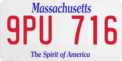 MA license plate 9PU716