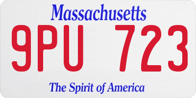MA license plate 9PU723