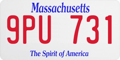 MA license plate 9PU731