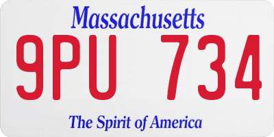 MA license plate 9PU734