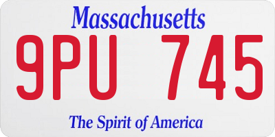 MA license plate 9PU745
