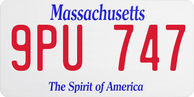 MA license plate 9PU747