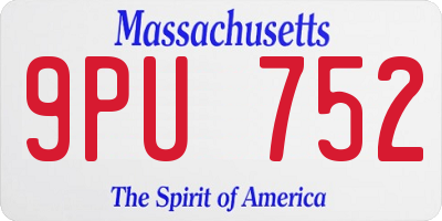 MA license plate 9PU752