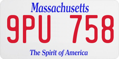 MA license plate 9PU758