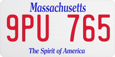 MA license plate 9PU765